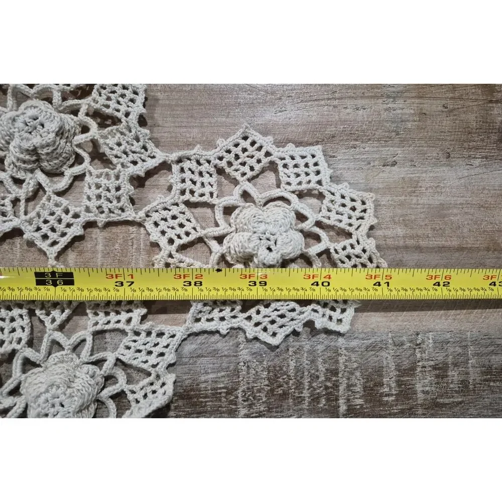 Vintage Handmade Romanian Point Lace Doily- Crochet- Needlework- Table runner
